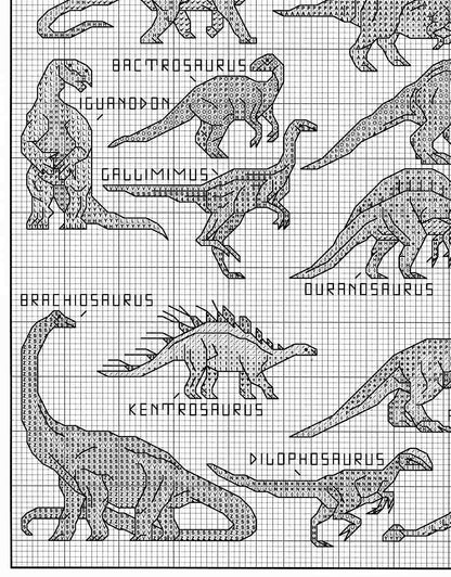 Vintage Cross Stitch Patterns Mini Dinosaur Motifs PDF Instant Digital Download Embroidery 30 Dino Designs
