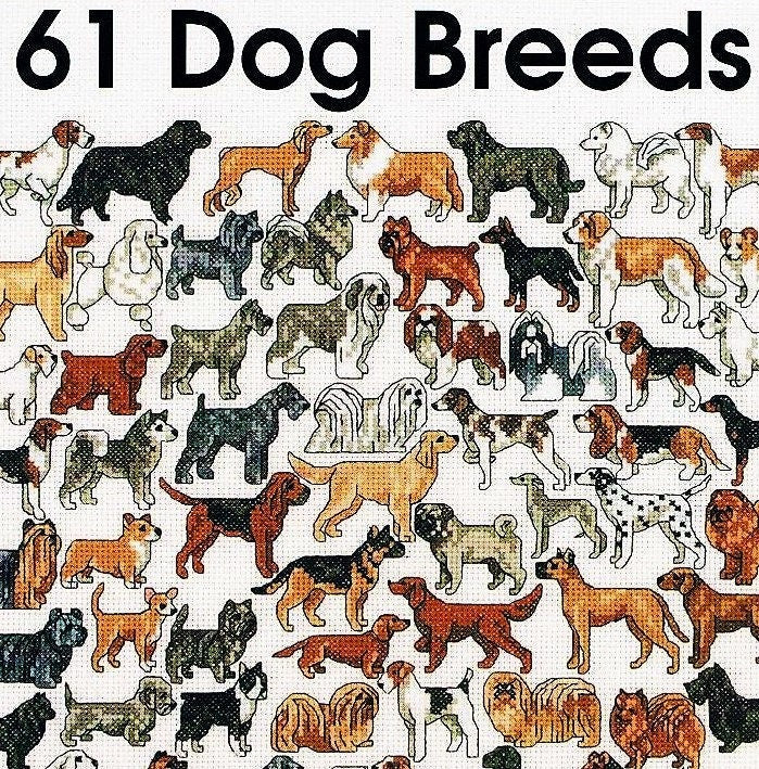 Vintage Cross Stitch Patterns Puppy Dog Breeds Motifs PDF Instant Digital Download Embroidery 60 Mini Purebred Dogs Designs A1