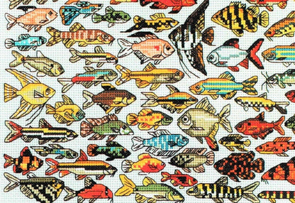 Vintage Cross Stitch Pattern Mini Aquarium Fish Motifs PDF Instant Digital Download Embroidery 90 Tropical Tank Fish Designs 1-3" A1