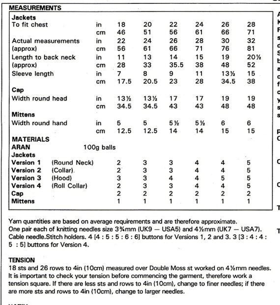 Vintage Knitting Pattern Knit Boys Aran Cardigan Jackets Cap Hat Mittens Set PDF Instant Digital Download 9m-9 years 10 Ply