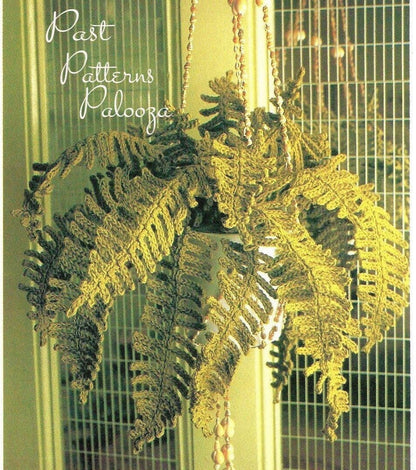 Vintage Crochet Pattern Realistic Potted Fern Plant PDF Instant Digital Download Hanging House Plant 5 Ply