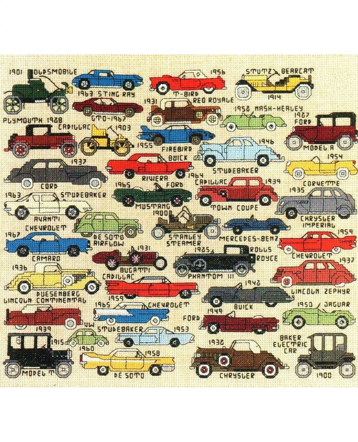 Vintage Cross Stitch Patterns Mini Classic Cars Motifs PDF Instant Digital Download Embroidery 35 Retro Automobile Designs A1