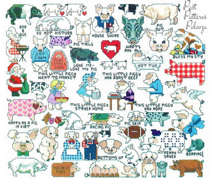 Vintage Cross Stitch Patterns Cute Mini Pig Motifs PDF Instant Digital Download Embroidery 30 Kitsch Quirky Humorous Piggy Designs A1