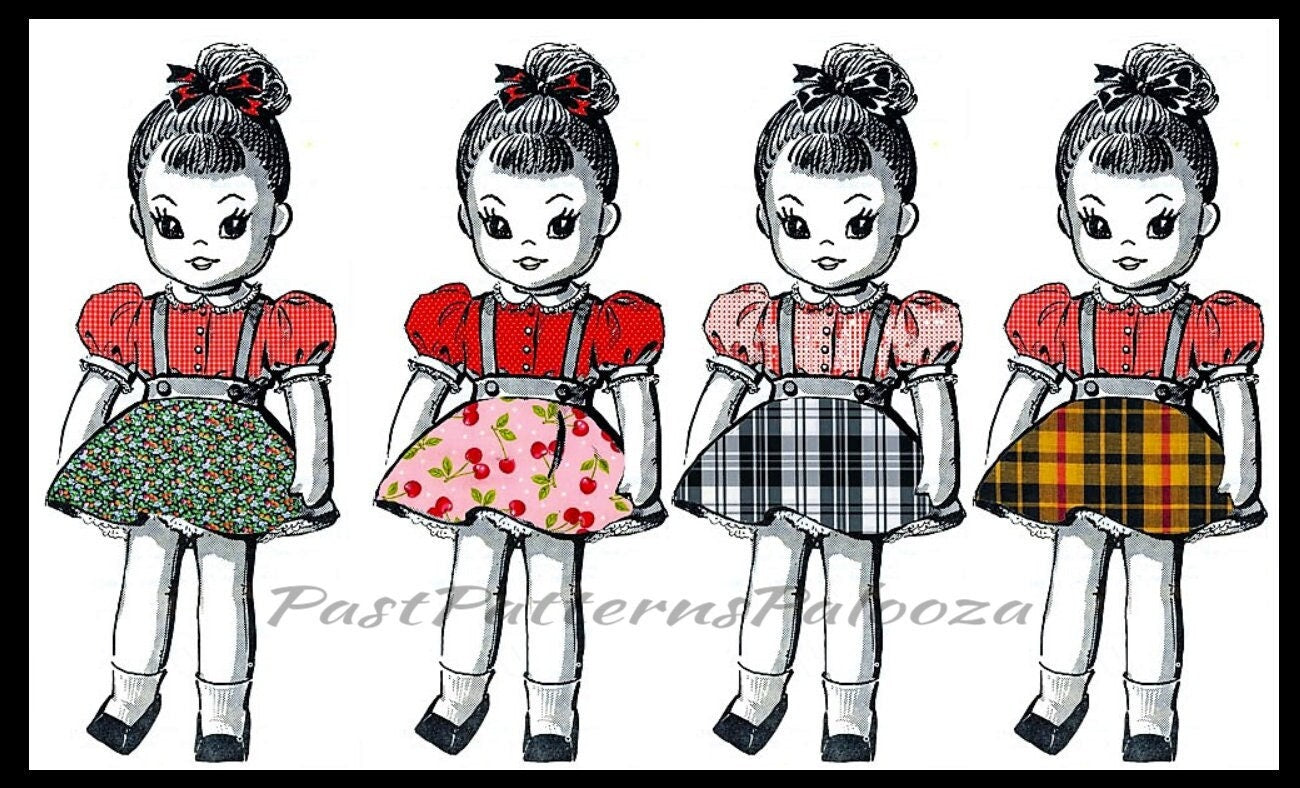 Vintage Sewing Pattern 18" Little Miss Dolls and Clothes Soft Toys PDF Instant Digital Download Retro 1965 Fabric Soft Sculpture Cloth Dolly