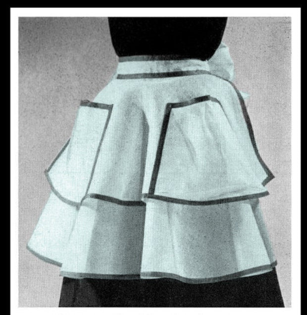 Vintage Sewing Pattern Womens Sheer Organza Organdy Party Apron Instant Digital Download Half Circle Hostess Apron To Sew Gingham Retro 50s