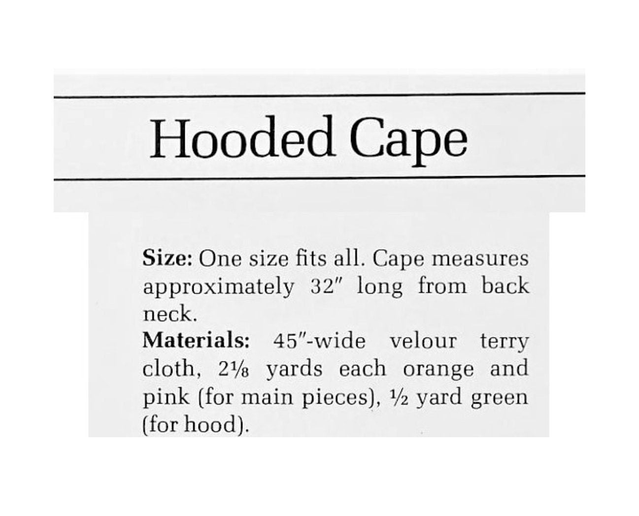 Vintage Sewing Pattern Womens Circular Hooded Cape Poncho Cotton Terry Velour PDF Instant Digital Download Retro Boho Summer Cloak