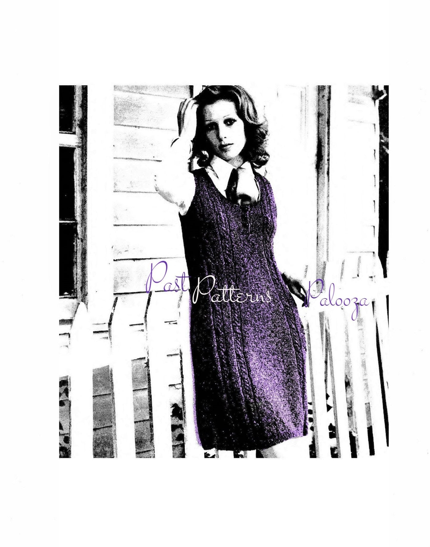 Vintage Knitting Pattern Womens Sleek Cabled Tunic Dress PDF Instant Digital Download Smooth Classic Midi Length Sheath DK