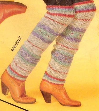Vintage Knitting Pattern Knit Legwarmers PDF Instant Digital Download Retro Leg Warmers 80s 1980s 10 Ply Aran