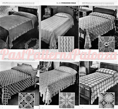 Vintage Bedspread Patterns 12 to Crochet and 2 to Knit in Cotton Thread c. 1938 PDF Instant Digital Download Heirloom Heirloom Bed Spreads