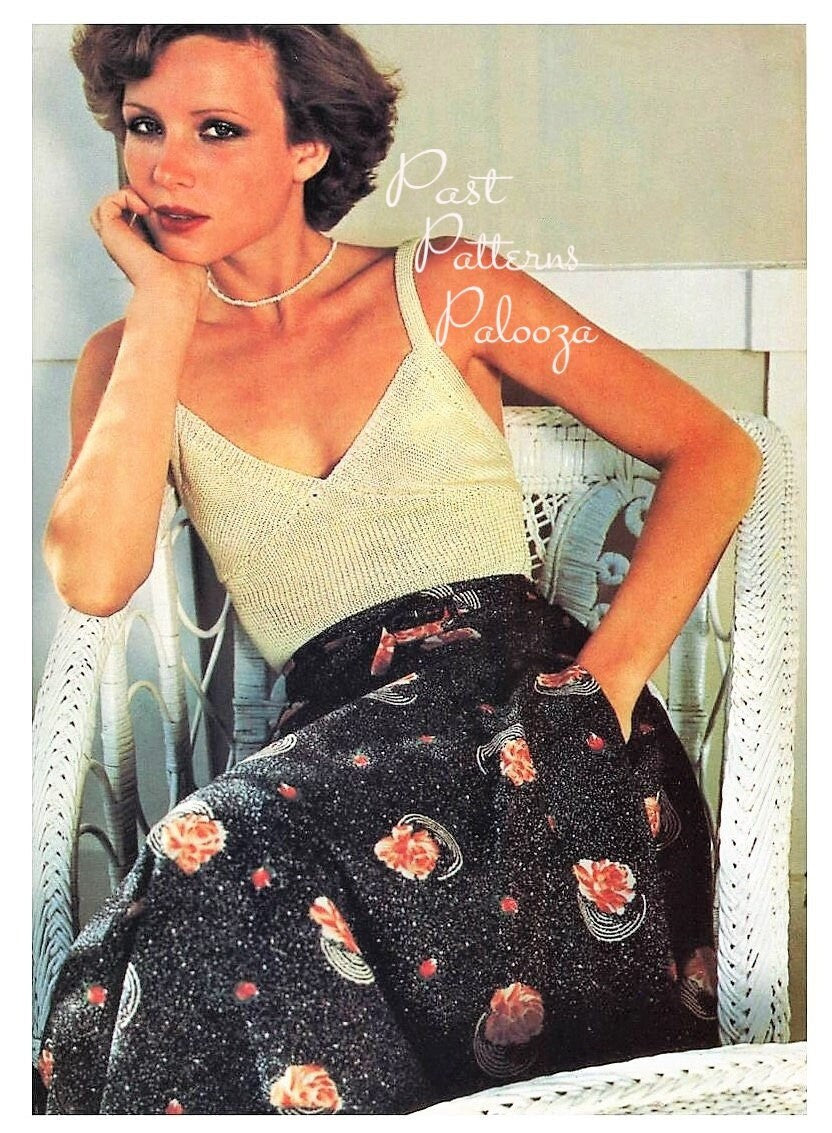 Vintage Camisole Knitting Pattern Fine Knit Bralette Top Summer Tank PDF Instant Digital Download Boho Chic Cami 3 Ply