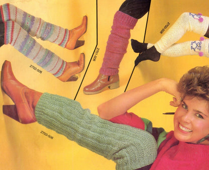 Vintage Knitting Pattern Knit Legwarmers PDF Instant Digital Download Retro Leg Warmers 80s 1980s 10 Ply Aran