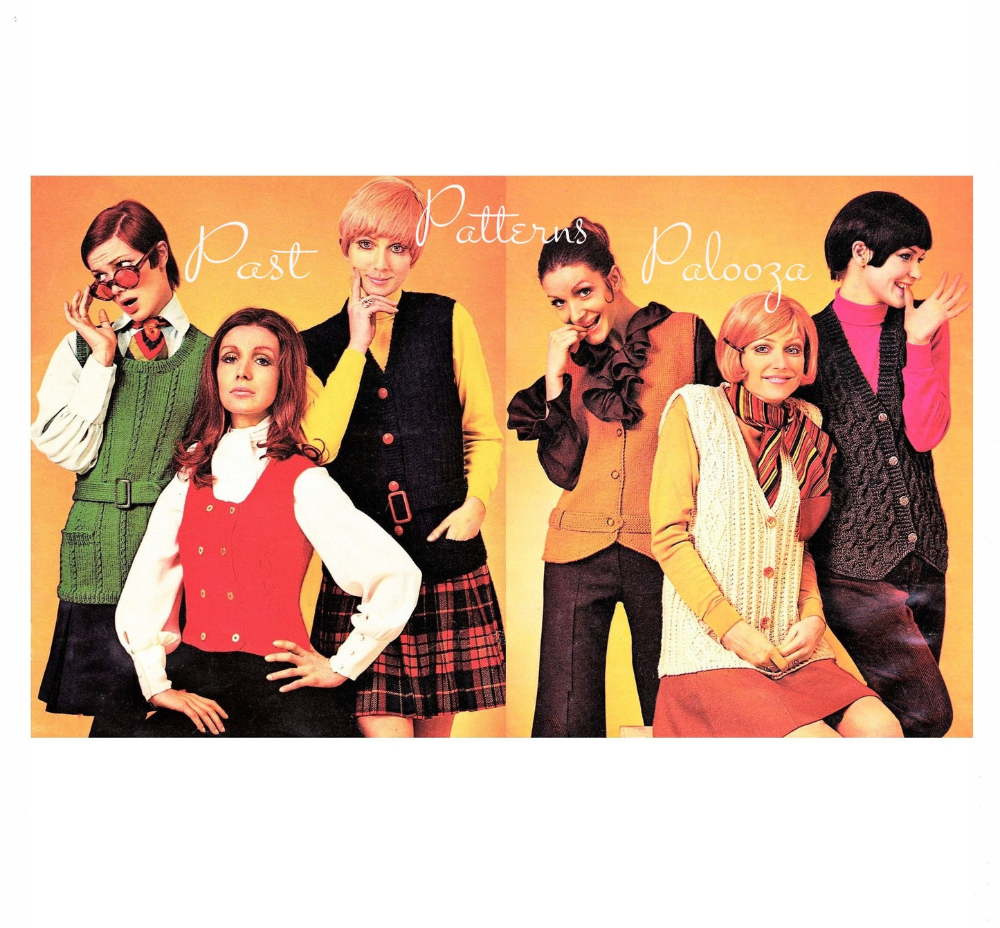 Vintage Knitting Pattern Retro Womens Vests PDF Instant Digital Download Groovy Boho Mod Best in Vests 1969 6 Designs 10 Ply