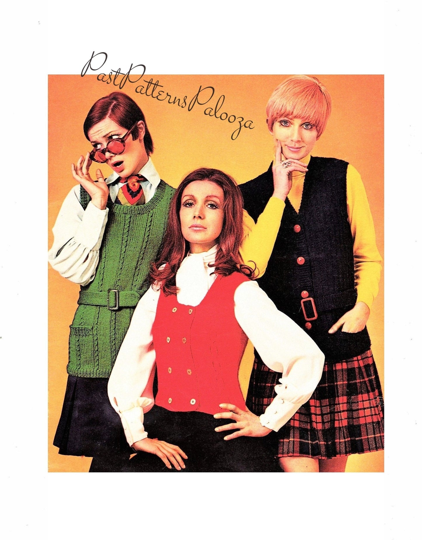 Vintage Knitting Pattern Retro Womens Vests PDF Instant Digital Download Groovy Boho Mod Best in Vests 1969 6 Designs 10 Ply