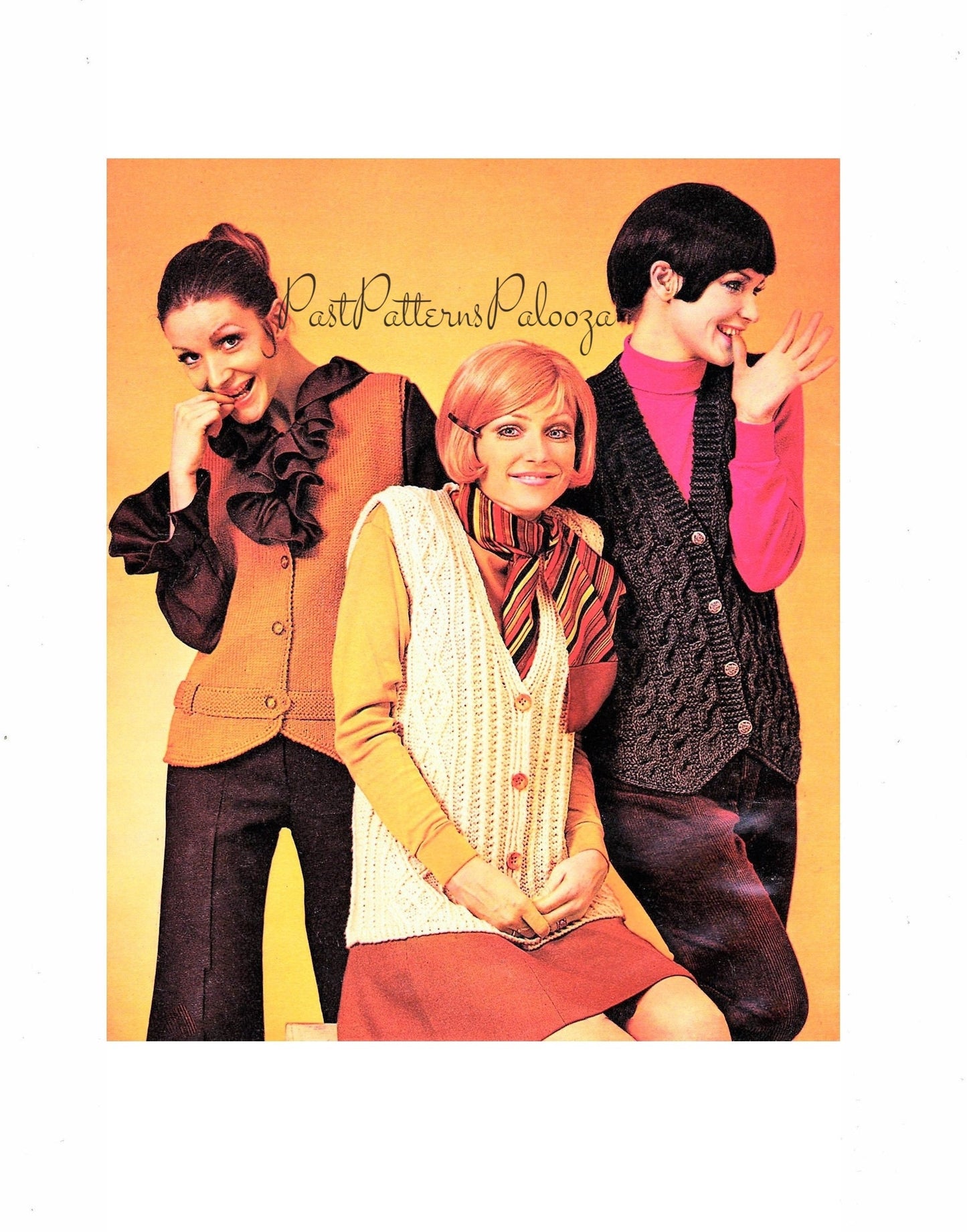 Vintage Knitting Pattern Retro Womens Vests PDF Instant Digital Download Groovy Boho Mod Best in Vests 1969 6 Designs 10 Ply