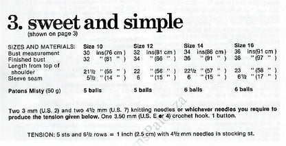 Vintage Knitting Pattern Womens Knit Sweet Simple Sweater Blouse Top PDF Instant Digital Download Feminine Romantic Jumper Fluffy 12 Ply