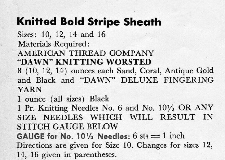 Vintage Knitting Pattern Womens Striped Sleeveless Dress Knit Summer Shift PDF Instant Digital Download Retro Mod Boho Chic 10 Ply