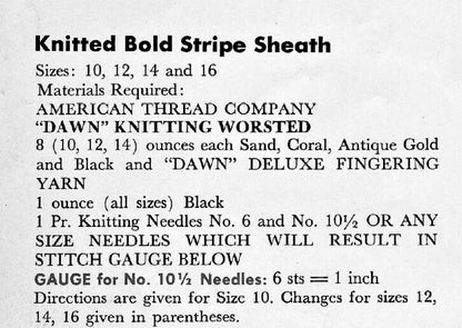 Vintage Knitting Pattern Womens Striped Sleeveless Dress Knit Summer Shift PDF Instant Digital Download Retro Mod Boho Chic 10 Ply