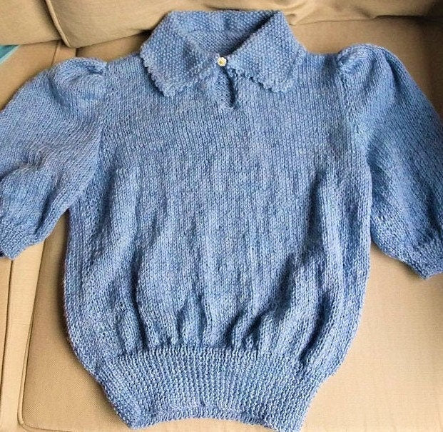 Vintage Knitting Pattern Womens Knit Sweet Simple Sweater Blouse Top PDF Instant Digital Download Feminine Romantic Jumper Fluffy 12 Ply