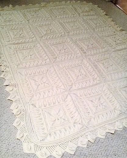 Vintage Knitting Pattern Raised Leaf Counterpane Bedspread PDF Instant Digital Download Retro 1963 Twin Queen Throw Blanket Cotton Thread