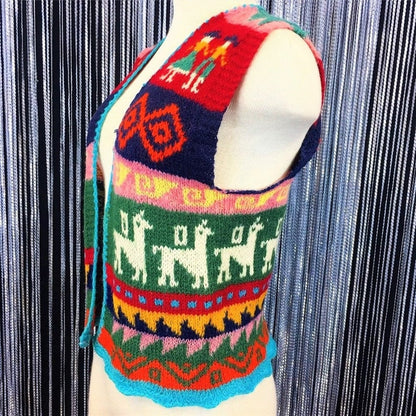 Vintage Knitting Pattern Womens Guatemalan Llama Vest Bohemian Aztec Fair Isle PDF Instant Digital Download Retro Peruvian Vest 5 Ply