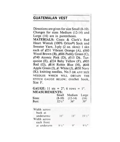 Vintage Knitting Pattern Womens Guatemalan Llama Vest Bohemian Aztec Fair Isle PDF Instant Digital Download Retro Peruvian Vest 5 Ply