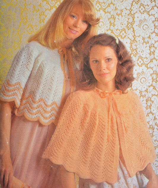 Vintage Knitting Pattern Womens Shell Stitch Bed Jacket Ripple Shell Bed Cape PDF Instant Digital Download DK or Quickerknit