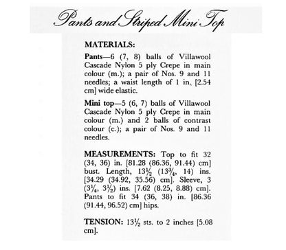 Vintage Knitting Pattern Womens Retro Summer Striped Midriff Top & Short Shorts Set PDF Instant Digital Download 5 Ply