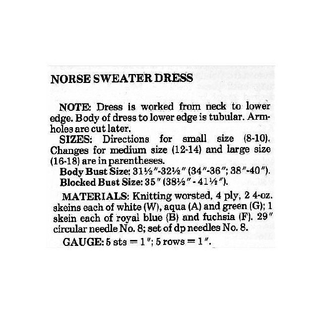 Vintage Knitting Pattern Womens Nordic Icelandic Mini or Maxi Sweater Dress PDF Instant Digital Download Retro Fair Isle Scandinavian