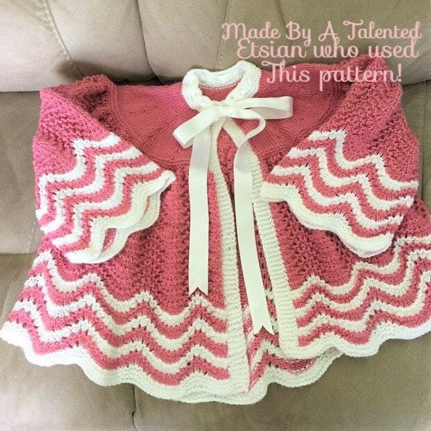 Vintage Knitting Pattern Womens Shell Stitch Bed Jacket Ripple Shell Bed Cape PDF Instant Digital Download DK or Quickerknit