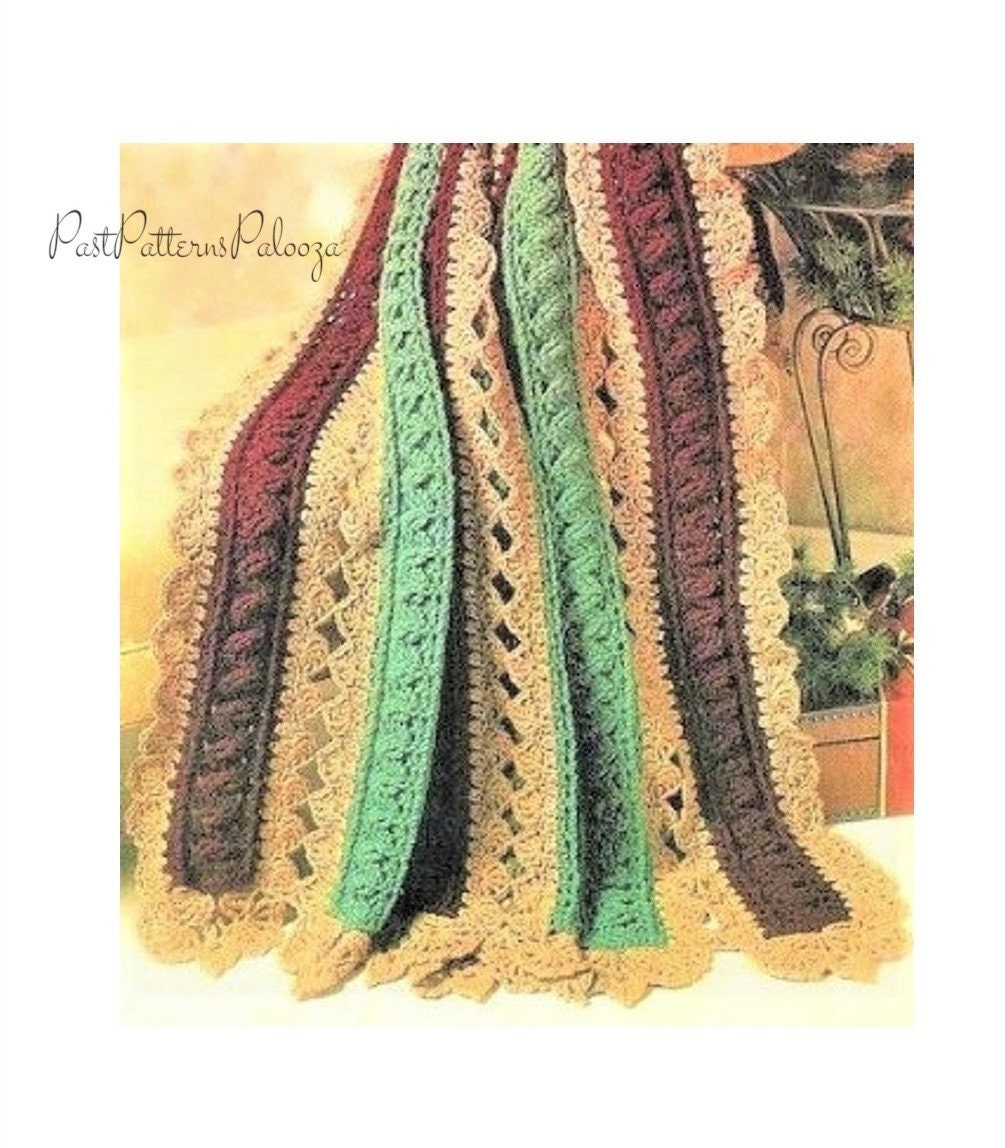 Vintage Crochet Pattern Lace Autumn Elegance PDF Instant Digital Download Beautiful Lacy Cable Paneled Blanket 53x71 10 Ply