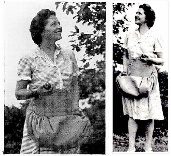 Vintage Sewing Pattern Womens Gathering Harvest Basket Apron PDF Instant Digital Download Easy Sew Fruit Veggies Eggs Cinch Cotton c. 1940s