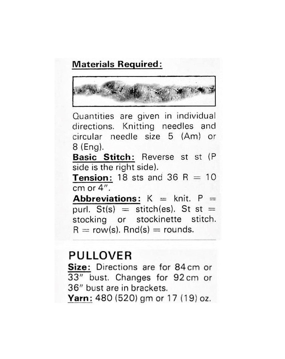 Vintage Knitting Pattern Womens Boucle Tweed Pullover Sweater PDF Instant Digital Download Retro Wide Sleeves Simple Jumper DK