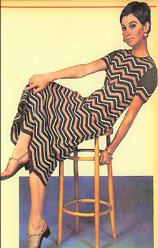 Vintage Crochet Pattern Womens Chevron Striped Mini Midi or Maxi Dress PDF Instant Digital Download Zig Zags Design 5 Ply