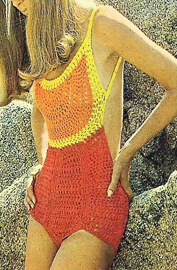 Vintage Crochet Pattern Womens Lacy One Piece Bathing Suit Open Back Swimsuit PDF Instant Digital Download 70s Boho Beachwear 8 Ply