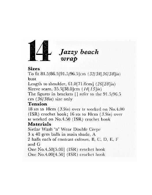 Vintage Crochet Pattern Womens Jazzy Beach Wrap Cover Up PDF Instant Digital Download Retro Swimsuit Cardi Jacket Top DK