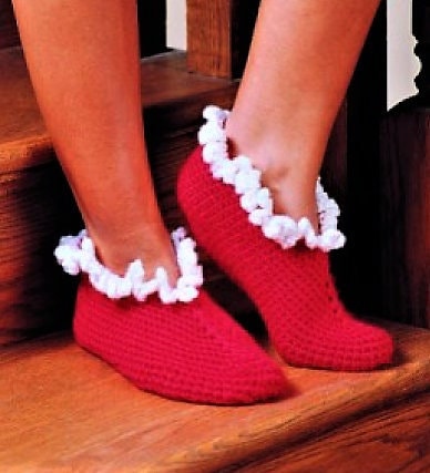 Vintage Crochet Pattern Womens Frilly Ruffle Bootie Slippers PDF Instant Digital Download Quick Easy House Socks Slippers Bulky Yarn