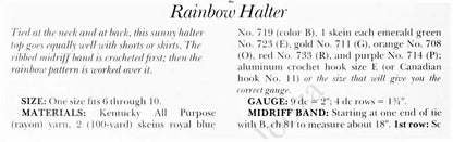Vintage Crochet Pattern Womens Rainbow Halter Midriff Top PDF Instant Digital Download Retro Summer Hippie Boho Wear 1970s DK 8 Ply