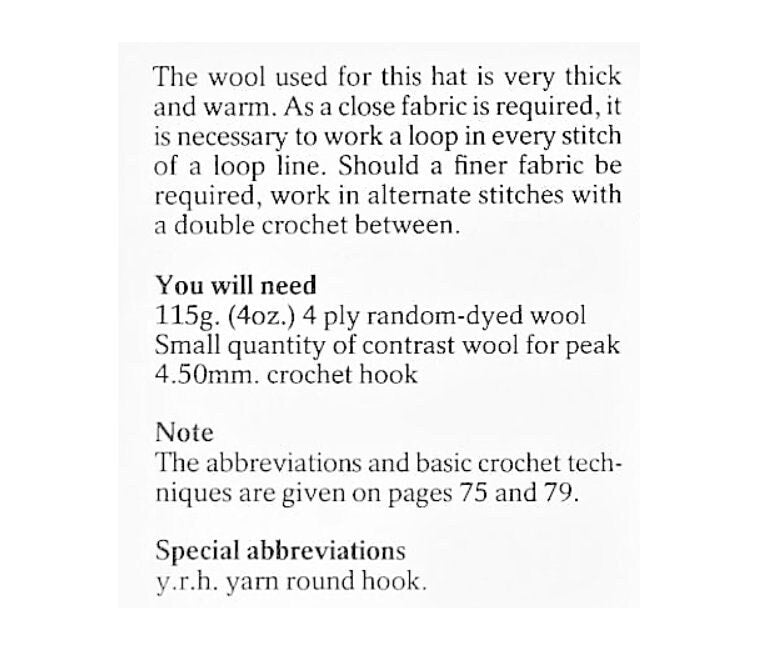 Vintage Crochet Pattern Womens Loopy Loop Stitch Hat PDF Instant Digital Download Retro Boho Chic 4-Ply