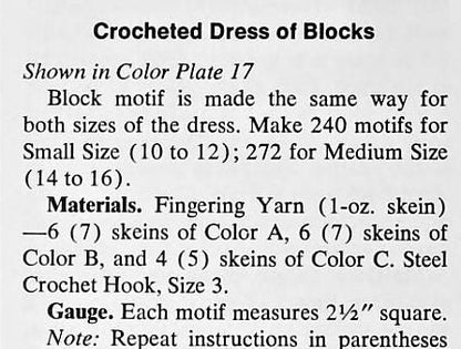 Vintage Crochet Pattern Womens Classic Granny Squares Dress PDF Instant Digital Download Sleeveless Boho Small Flower Block Motifs 4 Ply