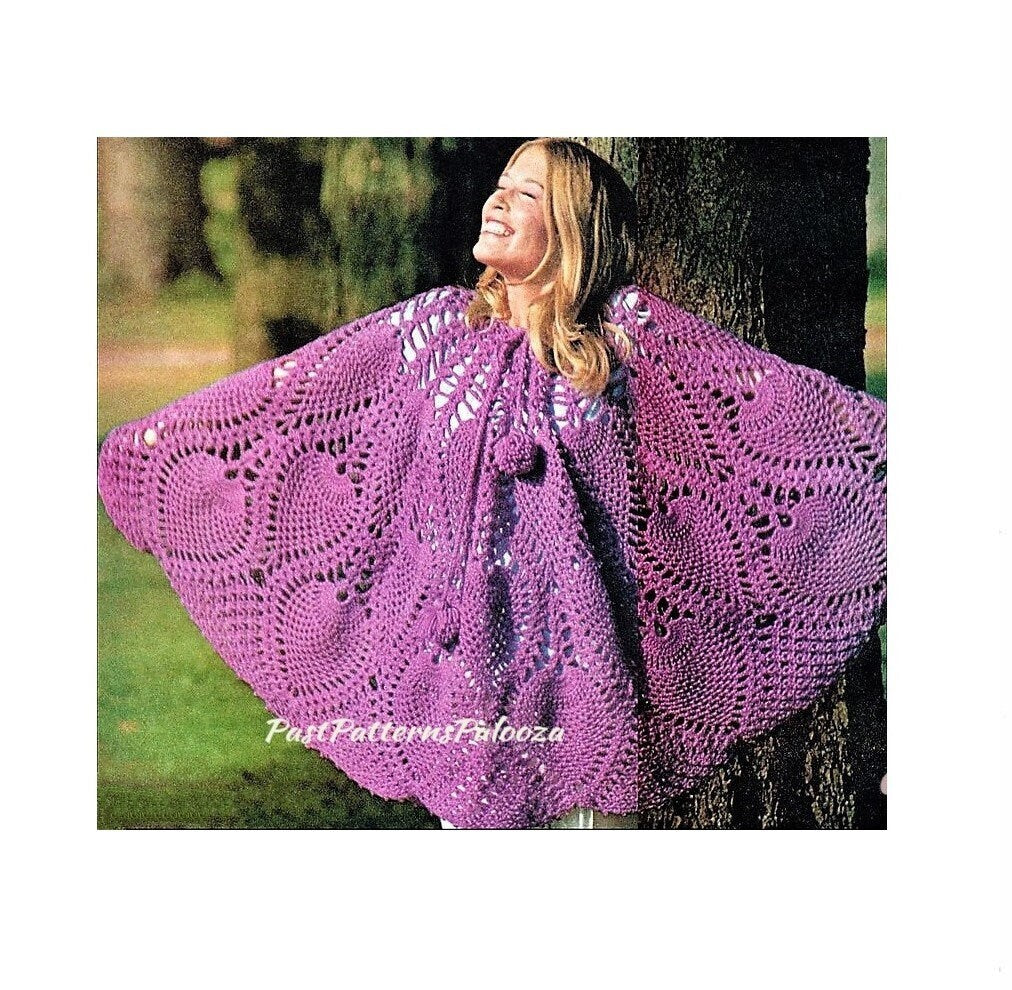 Vintage Crochet Pattern Versatile Pineapple Skirt & Poncho PDF Instant Digital Download Retro Mod Boho Hippie Chic 1970s 10 Ply