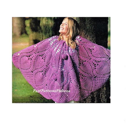 Vintage Crochet Pattern Versatile Pineapple Skirt & Poncho PDF Instant Digital Download Retro Mod Boho Hippie Chic 1970s 10 Ply