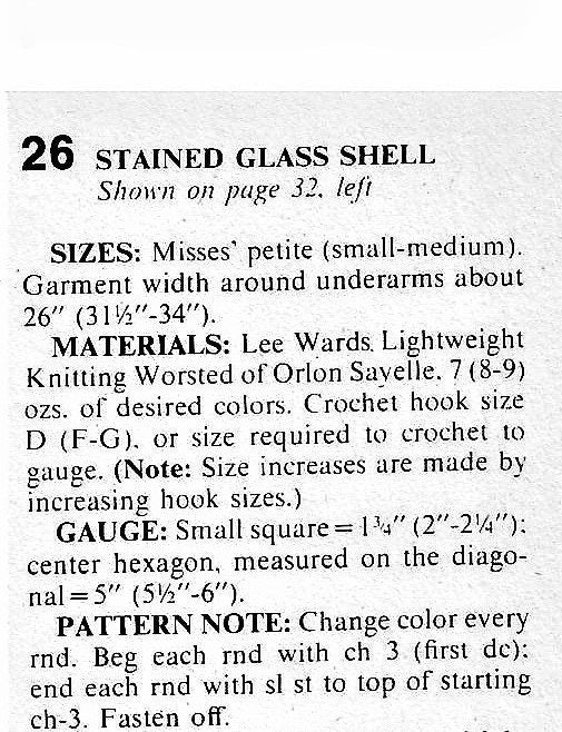 Vintage Crochet Pattern Womens Stained Glass Granny Square Shell Top PDF Instant Digital Download Groovy Gypsy Boho Mosaic Scrap Yarn 10 Ply