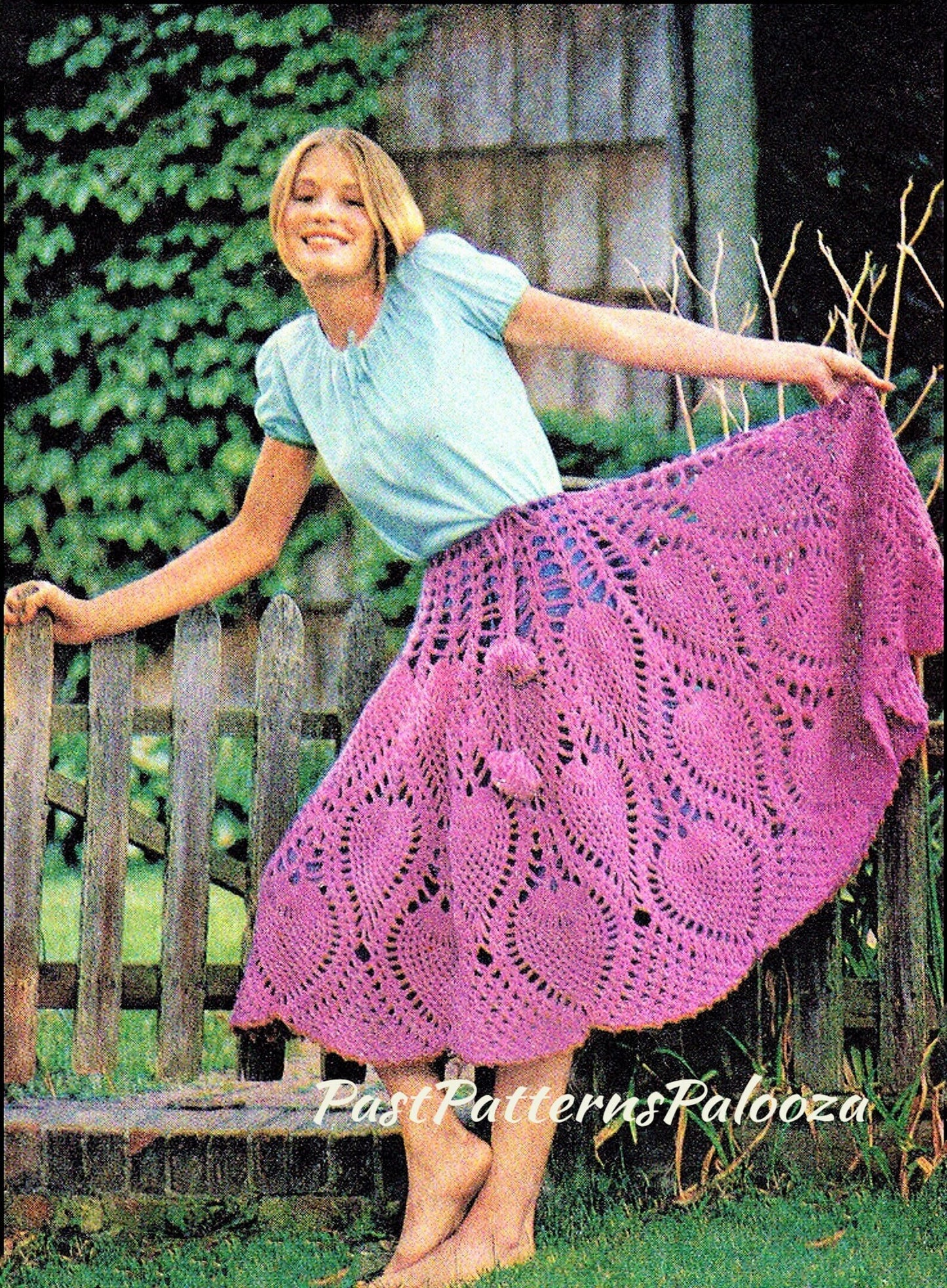 Vintage Crochet Pattern Versatile Pineapple Skirt & Poncho PDF Instant Digital Download Retro Mod Boho Hippie Chic 1970s 10 Ply