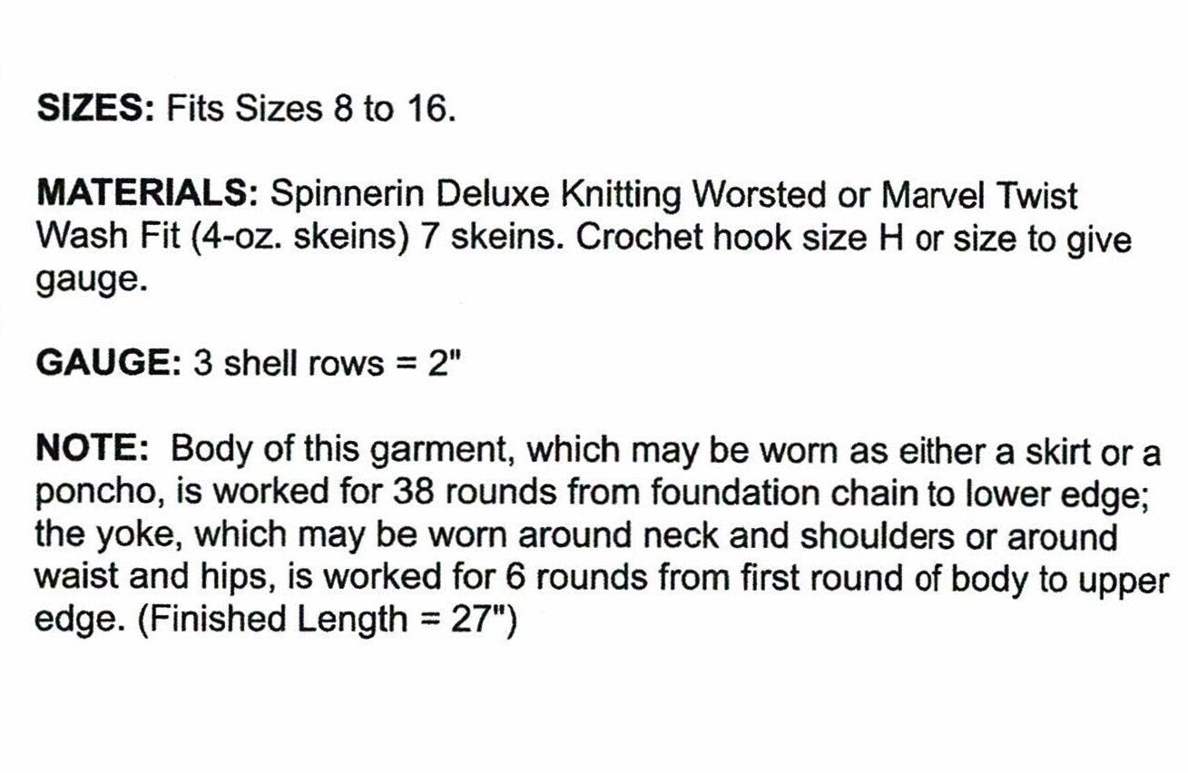 Vintage Crochet Pattern Versatile Pineapple Skirt & Poncho PDF Instant Digital Download Retro Mod Boho Hippie Chic 1970s 10 Ply