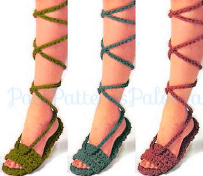 Vintage Crochet Pattern Womens Lace Up Shoes Sandals PDF Instant Digital Download Strappy Open Toe Boho Gladiator Calf Straps