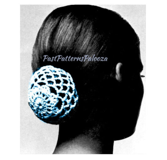 Vintage Crochet Pattern Womens Hair Bun Holder Chignon Cover Open Shell Stitch PDF Instant Digital Download Cotton Thread