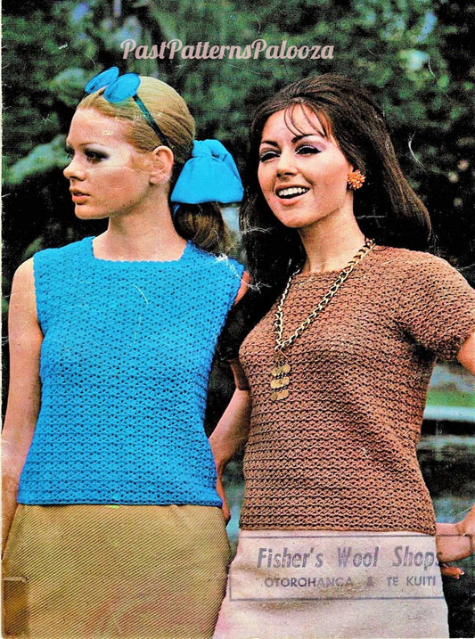 Vintage Crochet Pattern Womens Pretty Summer Blouse Top Short Sleeved or Sleeveless PDF Instant Digital Download Quick Easy 4 Ply