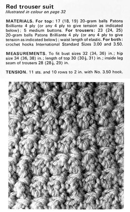 Vintage Crochet Pattern Womens Chic Trouser Suit Pantsuit Outfit PDF Instant Digital Download Sleeveless Maxi Vest Waistcoat Pant Suit 4 Ply