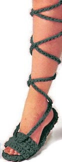 Vintage Crochet Pattern Womens Lace Up Shoes Sandals PDF Instant Digital Download Strappy Open Toe Boho Gladiator Calf Straps