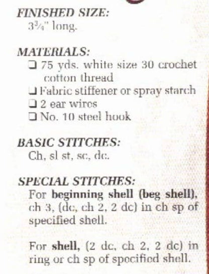 Vintage Crochet Pattern 4" Pretty Pineapple Lace Earrings PDF Instant Digital Download Crocheted Dangle Jewelry Easy Beginners